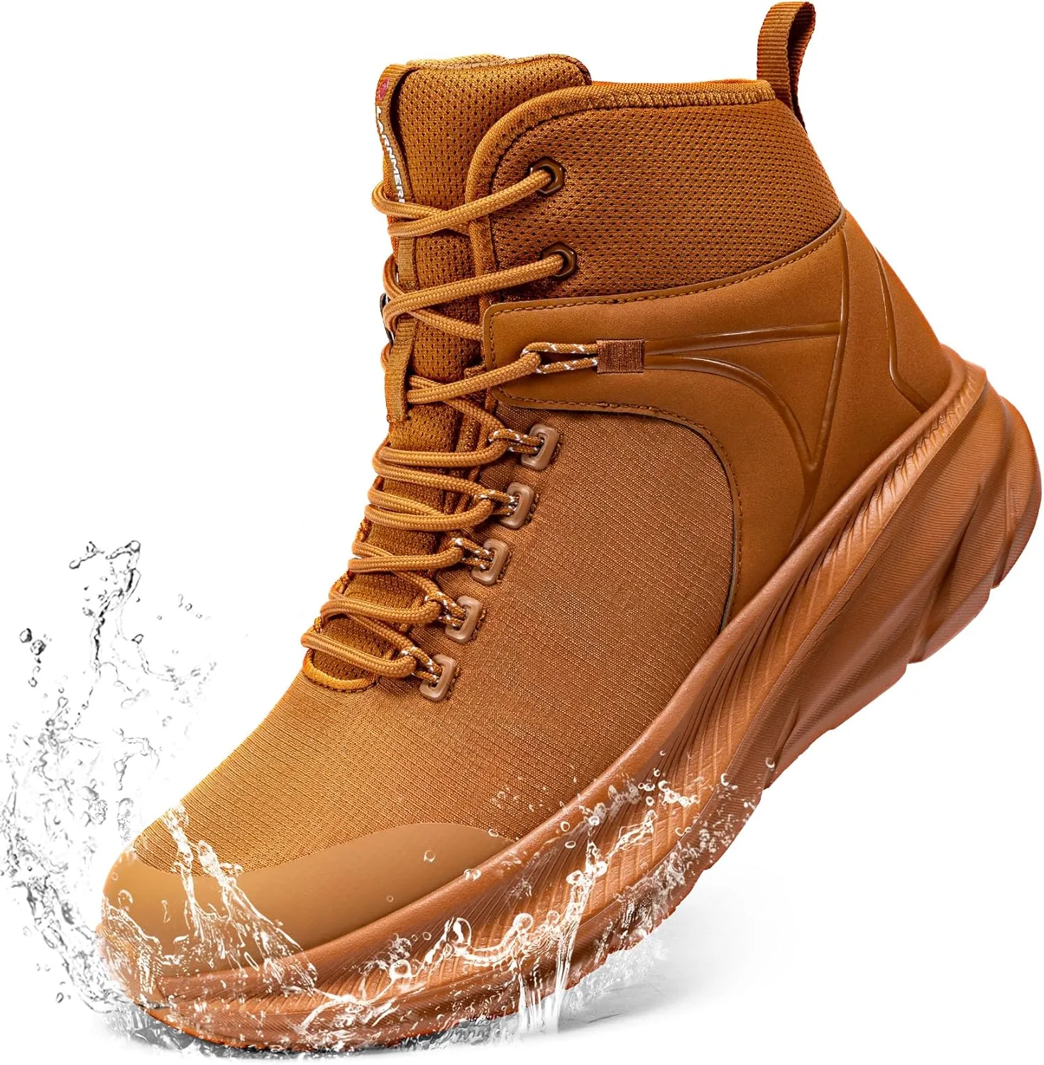 LARNMERN Military Tactical Work Boots Men Waterproof Hiking Boots Slip Resistant 6 Inches Combat Sneakers Motorcycle Shoes Wide Toe Box