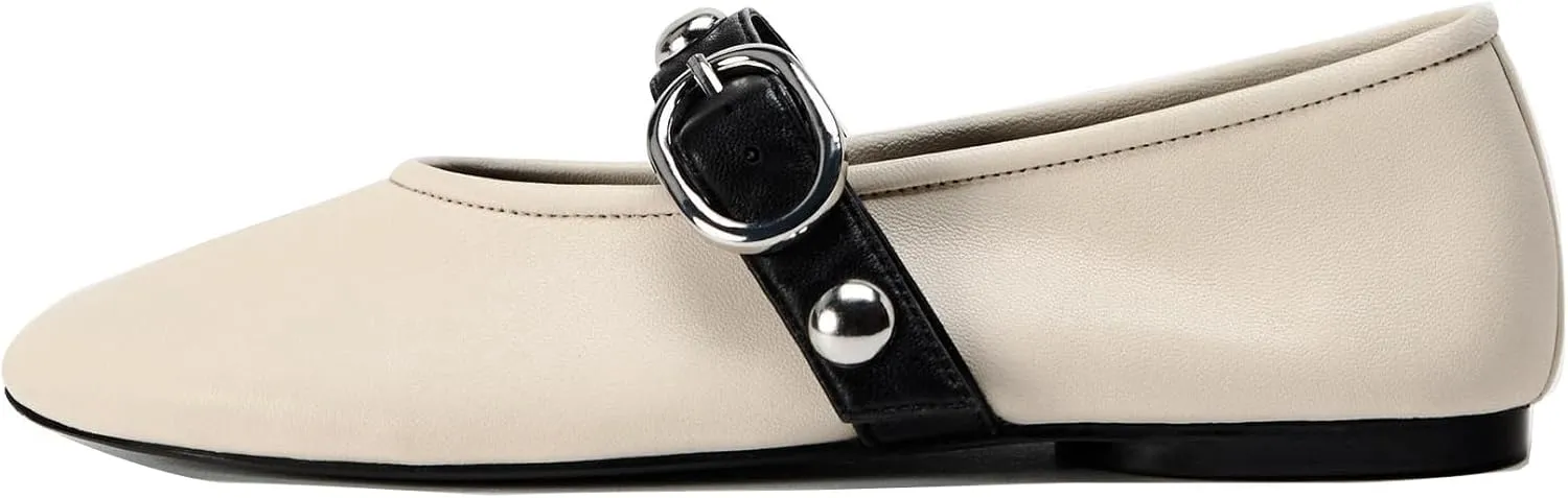 Leopard Print Ballet Flats Womens Round Toe Buckle Strap Mary Jane Flat Comfortable Casual Fall Ballerina Shoes