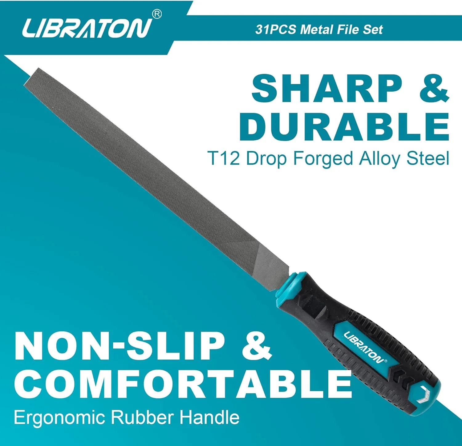 Libraton 31PCs Metal File Set, Metal Files, Metal Files for Steel, 12 Needle Files with Case, Riffler File, 12 Sandpapers, Steel Brush, File Sets for Wood and Metal, for Metalworking & Woodworking