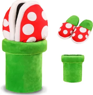 Lopbraa Piranha Plants Plush Funny Slippers Loafer with Pipe Pot Holder Funny Gifts for Women Mens Teens (Piranha Plants)