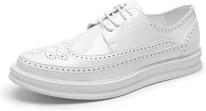 Men's Casual Wingtip Dress Sneakers Orthopedic Classic Leather Dress Shoes for Men Fashion Platform Wingtip Brogue Oxford for Men