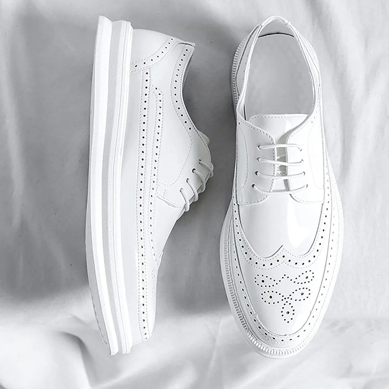 Men's Casual Wingtip Dress Sneakers Orthopedic Classic Leather Dress Shoes for Men Fashion Platform Wingtip Brogue Oxford for Men