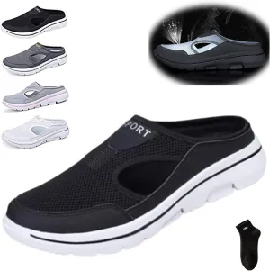 Men's Comfort Breathable Support Sports Sandals, Heelless Air Breathable Mesh Sport Sandals, High Elasticity Non-Slip Walking Shoes for Mens and Womens