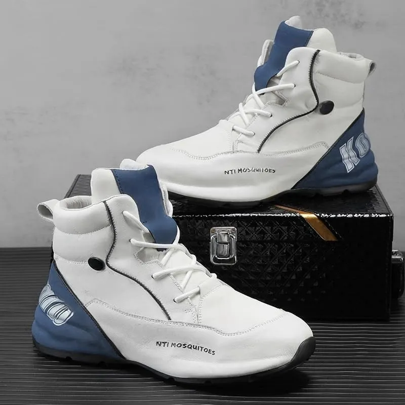 Men's Stylish High-Top Sneakers - Casual & Fashionable, Lace-Up, All-Season Comfort with Durable PVC Sole, for Autumn