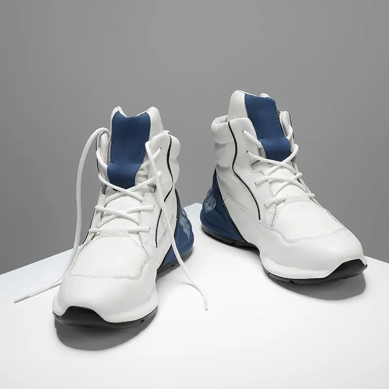 Men's Stylish High-Top Sneakers - Casual & Fashionable, Lace-Up, All-Season Comfort with Durable PVC Sole, for Autumn