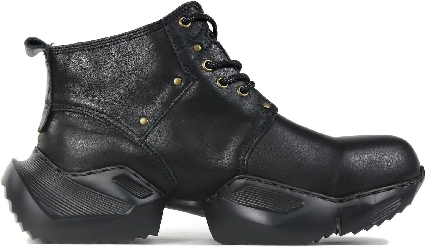 Mens Vintage Moto Boots Combat Hiking Retro Casual Shoes Cowhide Leather Ankle Chukka Boots CD-5008-S-1-Classic-US-R