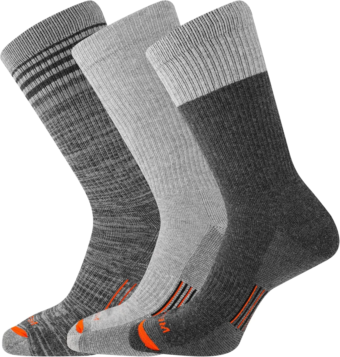 Merrell Men's and Women's Merino Wool Work Socks-3 Pair Pack-Arch Support