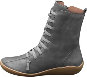 Mid Calf Boots for Women Flat Boots for Women Comfy Round Toe Lace up Flat Bottom Side Zipper Fashion Women Boots
