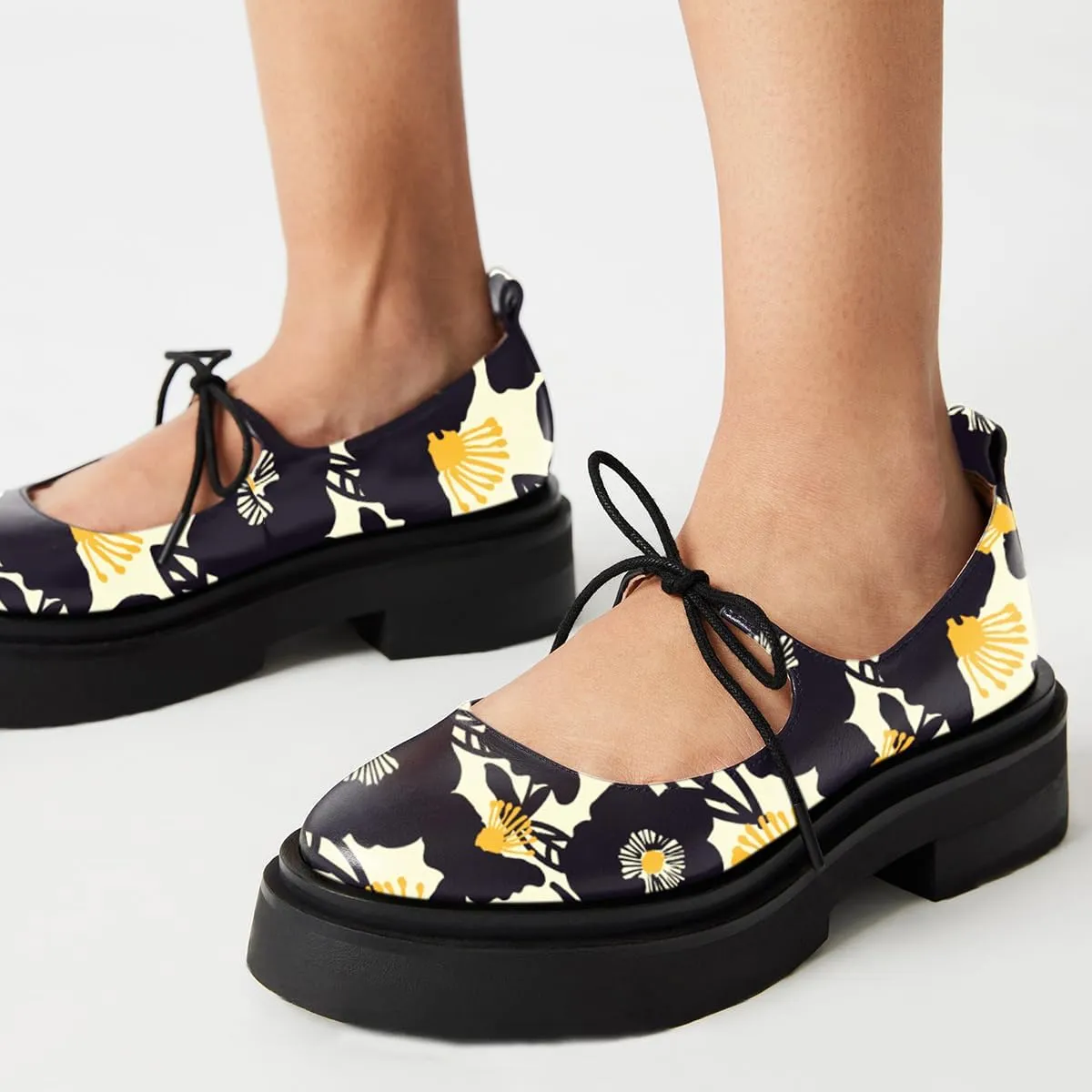 Milooey shoes Women's Fashion Round Toe Platform Mary Janes Cute Lace Up Chunky Heel Pumps Uniform Dress Party School Daily Shoes Size 4-16 Us