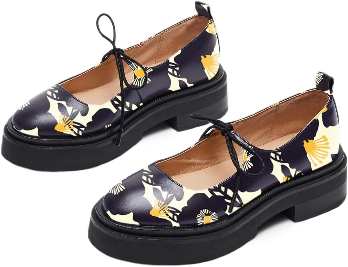 Milooey shoes Women's Fashion Round Toe Platform Mary Janes Cute Lace Up Chunky Heel Pumps Uniform Dress Party School Daily Shoes Size 4-16 Us