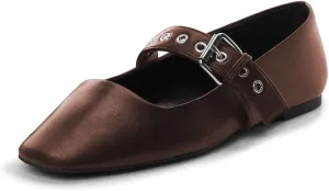 miss left Women Adorable Closed Square Toe Mary Jane Flats Buckle Straps Low Heel Pumps Comfort Ballroom Party Dress Shoes Size 4-16 US