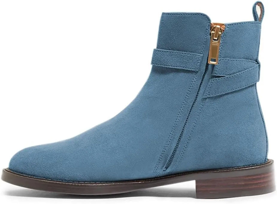 miss left Women Classic Cross Strappy Ankle Boots Closed Round Toe Side Zipper Flat Short Booties Trendy Winter Daily Wear Shoes Size 4-16 US