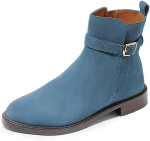 miss left Women Classic Cross Strappy Ankle Boots Closed Round Toe Side Zipper Flat Short Booties Trendy Winter Daily Wear Shoes Size 4-16 US