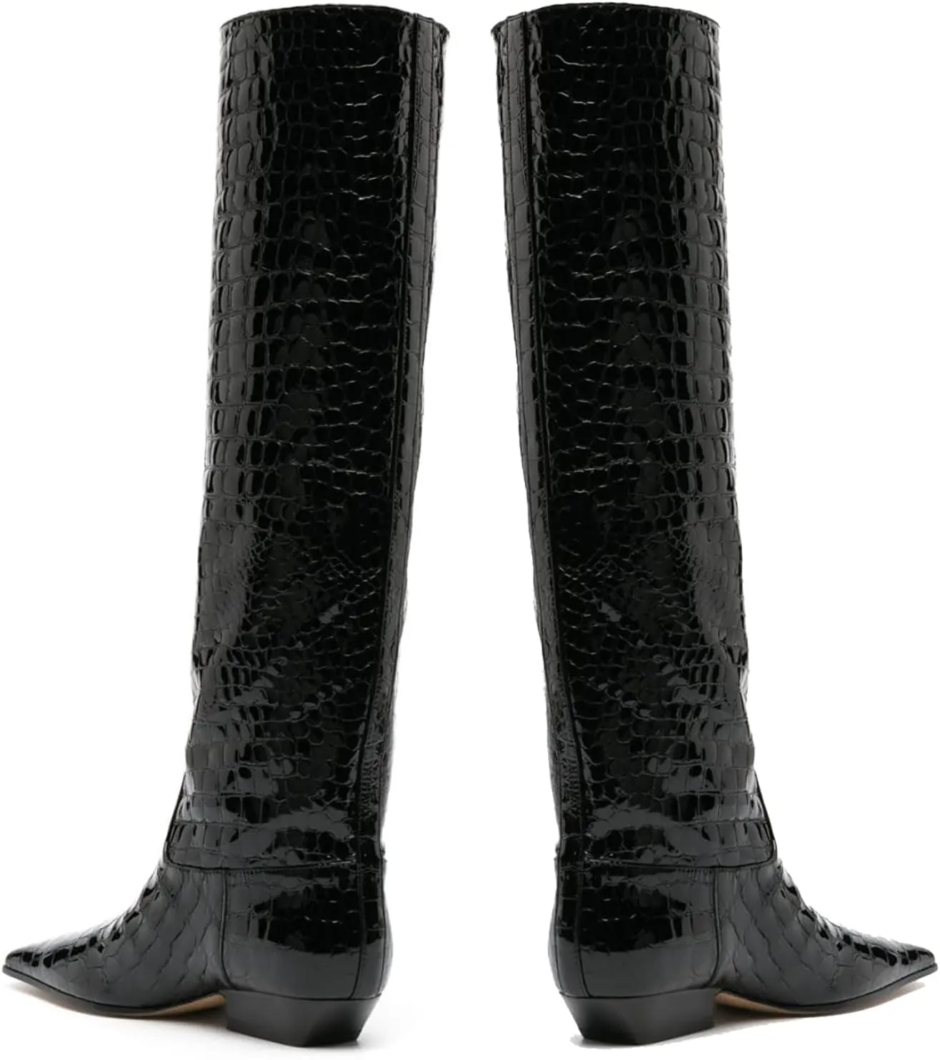 MOOMMO Women Flat Heel Knee High Boots Square Toe Pull On Long Boots Suede Slouch Low Heel Dress Boots Wide Calf Pleated Knee High Tall Boots Comfort Vintage Casual Walking Party 4-11 M US