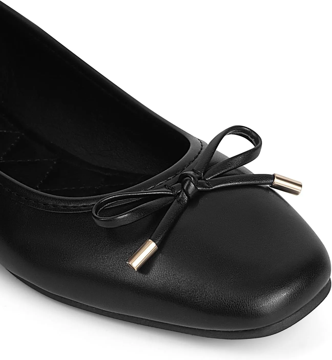 MUSSHOE Women's Ballet Flats Shoes Dressy Comfortable Square Toe Patent Flat with Bow