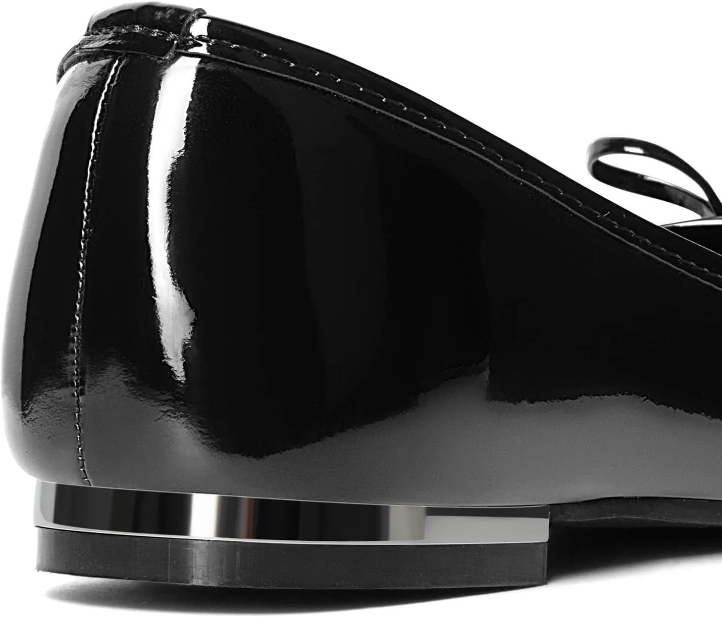 MUSSHOE Women's Ballet Flats Shoes Dressy Comfortable Square Toe Patent Flat with Bow