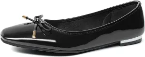 MUSSHOE Women's Ballet Flats Shoes Dressy Comfortable Square Toe Patent Flat with Bow