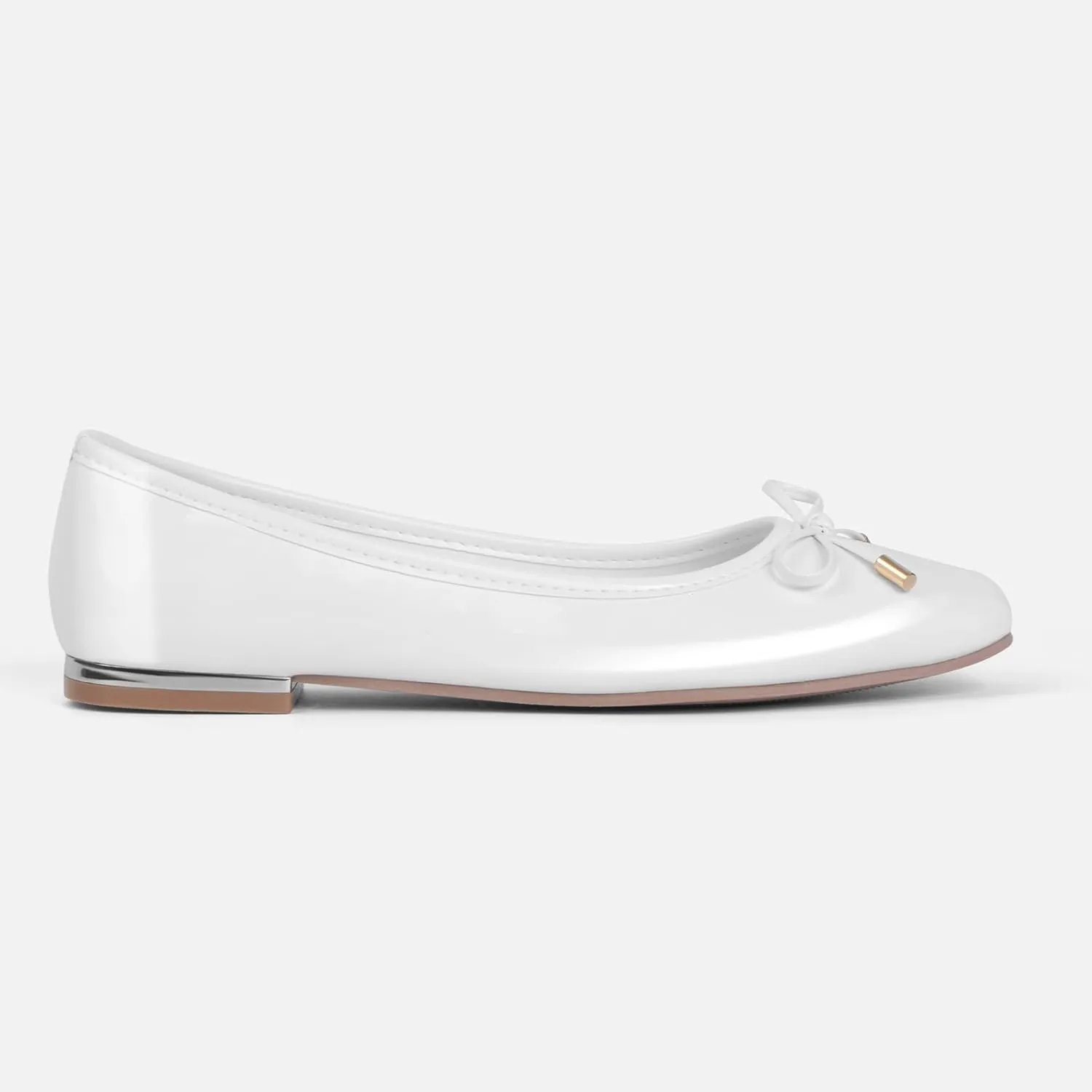 MUSSHOE Women's Ballet Flats Shoes Dressy Comfortable Square Toe Patent Flat with Bow