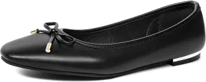 MUSSHOE Women's Ballet Flats Shoes Dressy Comfortable Square Toe Patent Flat with Bow