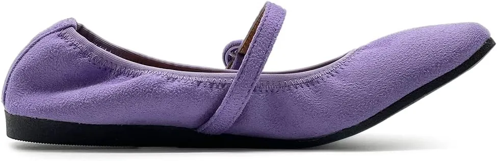 Ollio Women's Shoes Basic Mary Jane Elasticated Square Toe Ballet Flat F17340