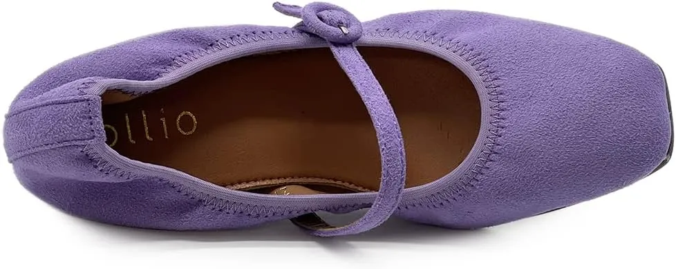 Ollio Women's Shoes Basic Mary Jane Elasticated Square Toe Ballet Flat F17340