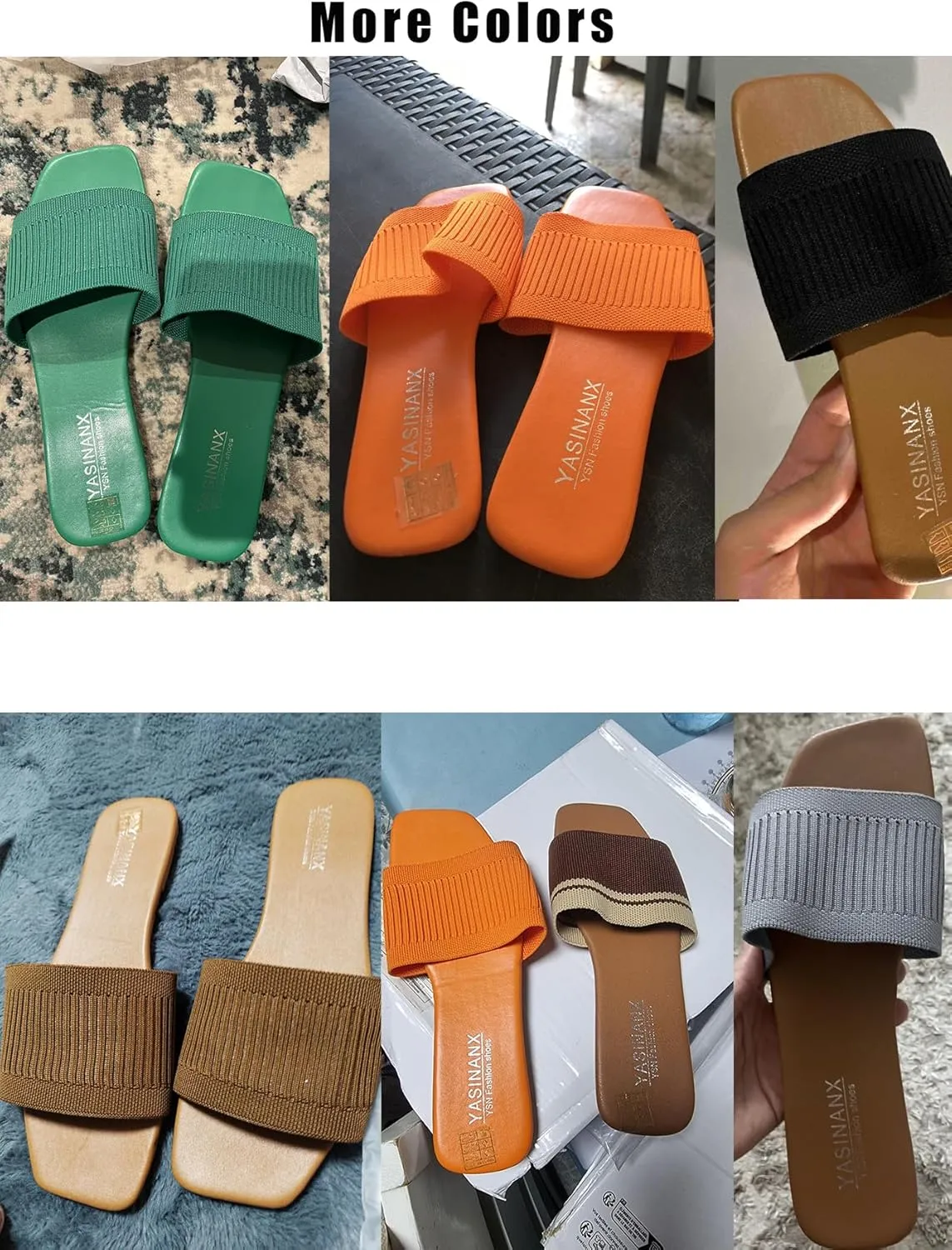 OYOANGLE Women's Single Band Square Open Toe Slide Sandals Summer Slip on Flat Sandals