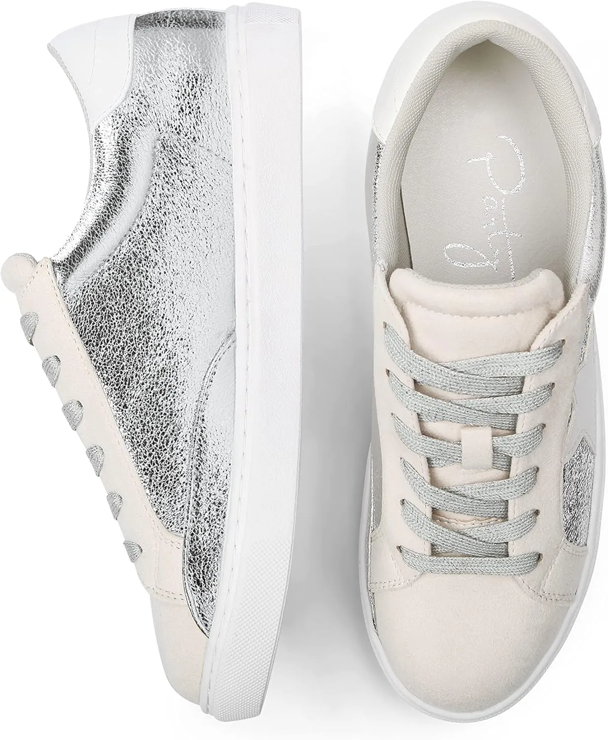 PARTY Women's Fashion Star Sneaker Lace Up Low Top Comfortable Cushioned Walking Shoes