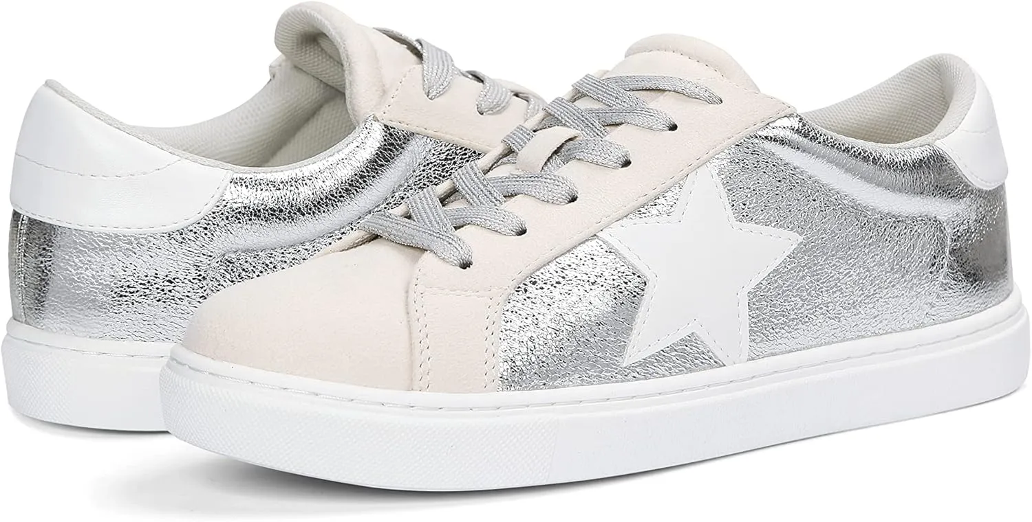 PARTY Women's Fashion Star Sneaker Lace Up Low Top Comfortable Cushioned Walking Shoes