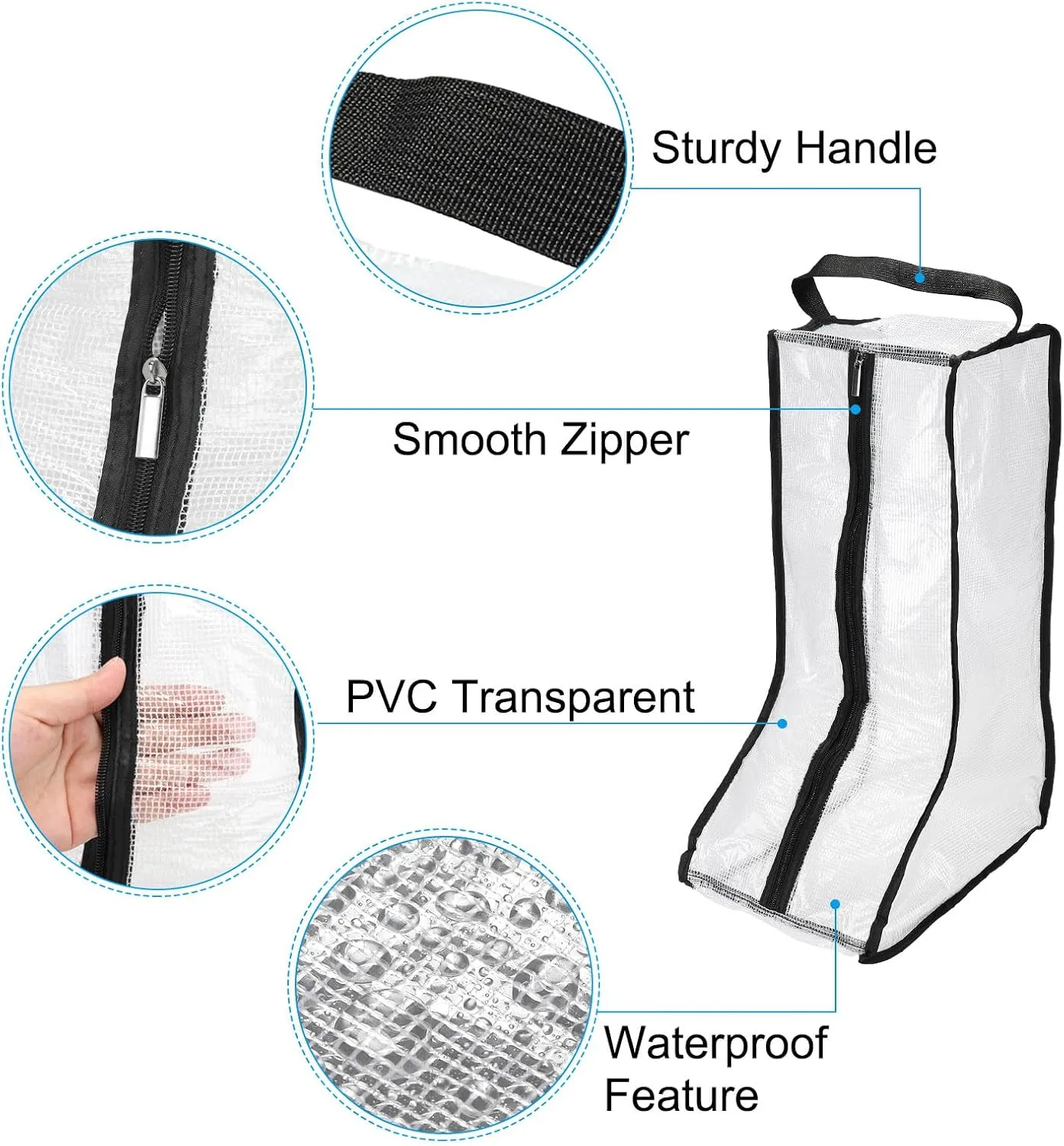 PATIKIL Boots Storage Bags, 4 Pack Waterproof Tall/Short Boot Carry Bag Boots Organizer Protector Bag for Travel Daily Use, Black
