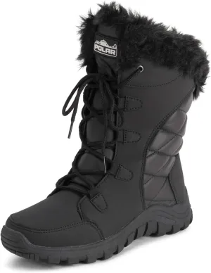 POLAR Womens Quilted Faux Fur Cuff Winter Duck Rubber Sole Durable Snow Rain Outdoor Boots