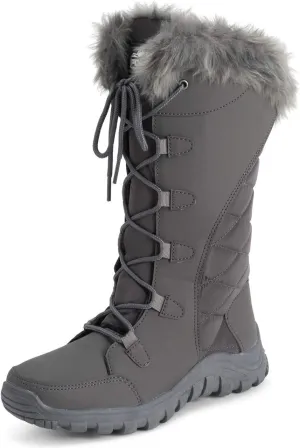POLAR Womens Quilted Faux Fur Cuff Winter Duck Rubber Sole Durable Snow Rain Outdoor Boots
