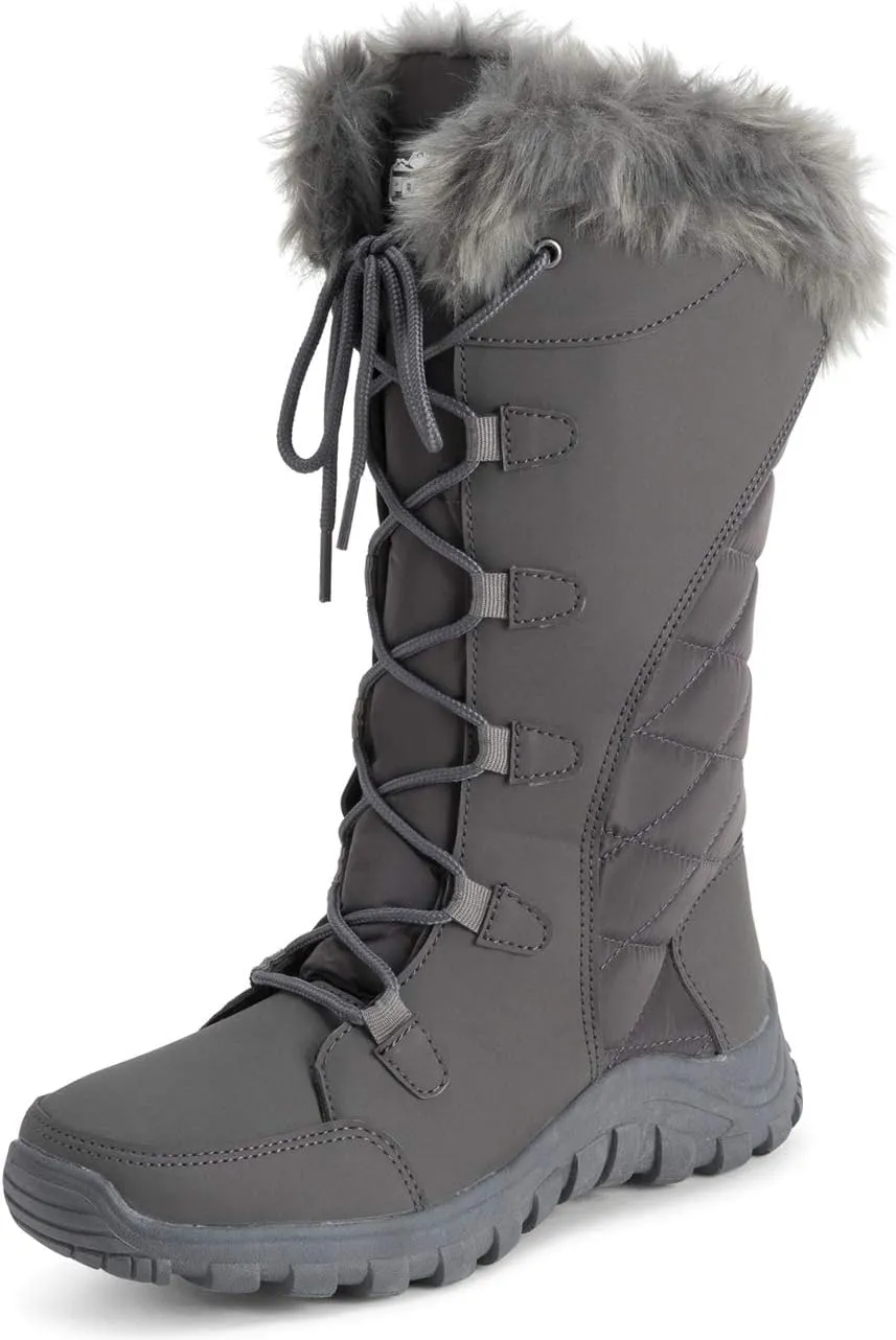 POLAR Womens Quilted Faux Fur Cuff Winter Duck Rubber Sole Durable Snow Rain Outdoor Boots