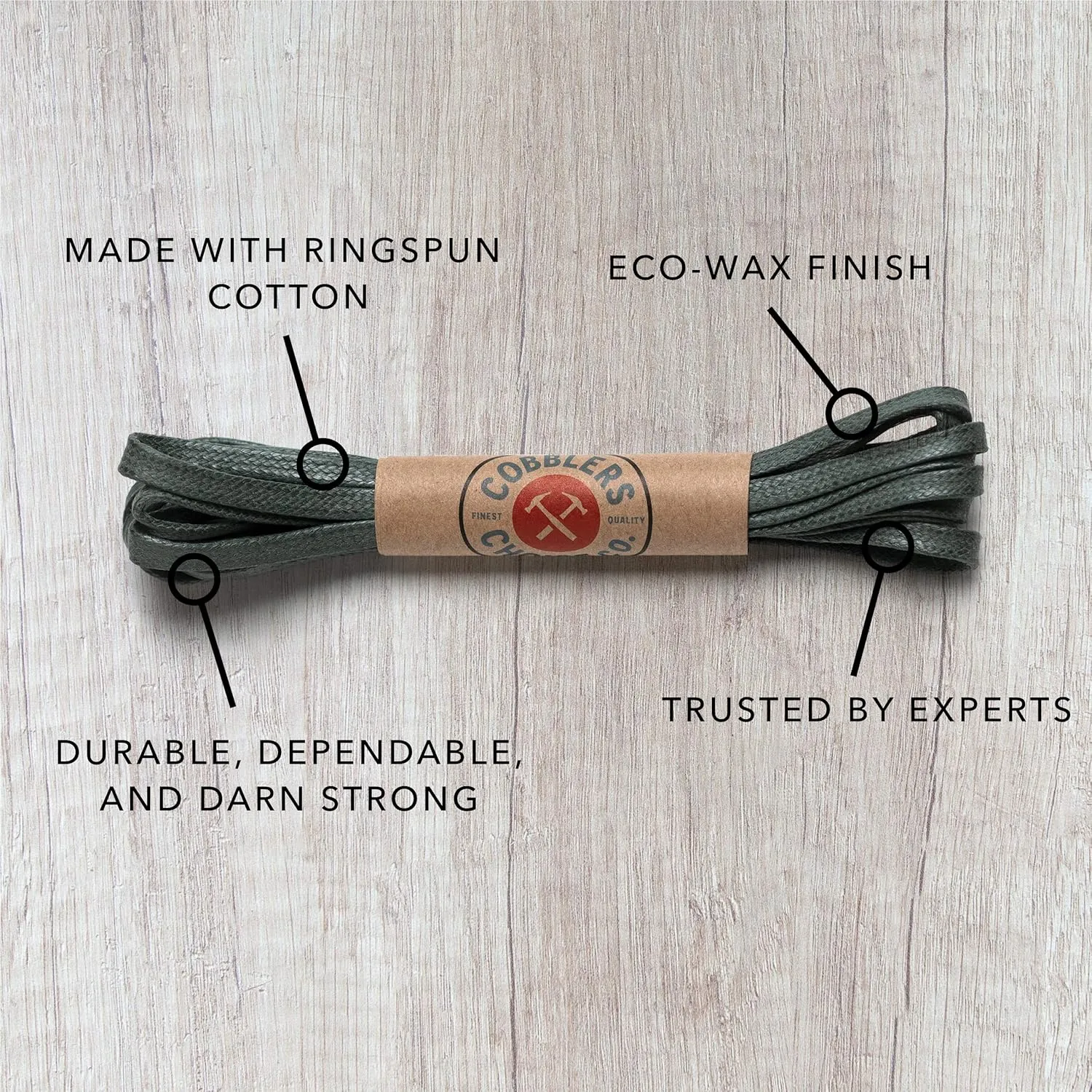 Premium Flat Waxed Cotton Boot Laces - Cobbler's Choice Shoe Laces - Durable and Beautiful!