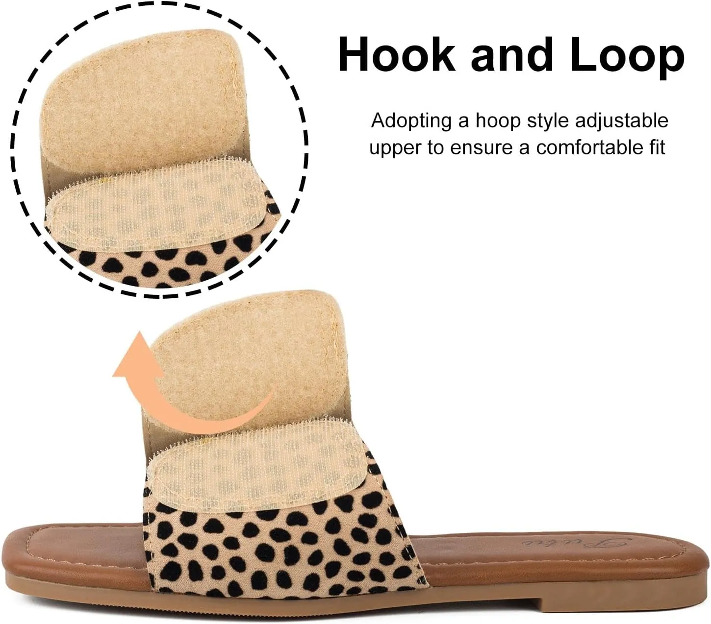 Putu Women's Flat Sandals Studded Slide Sandals Animal Print Western Sandals