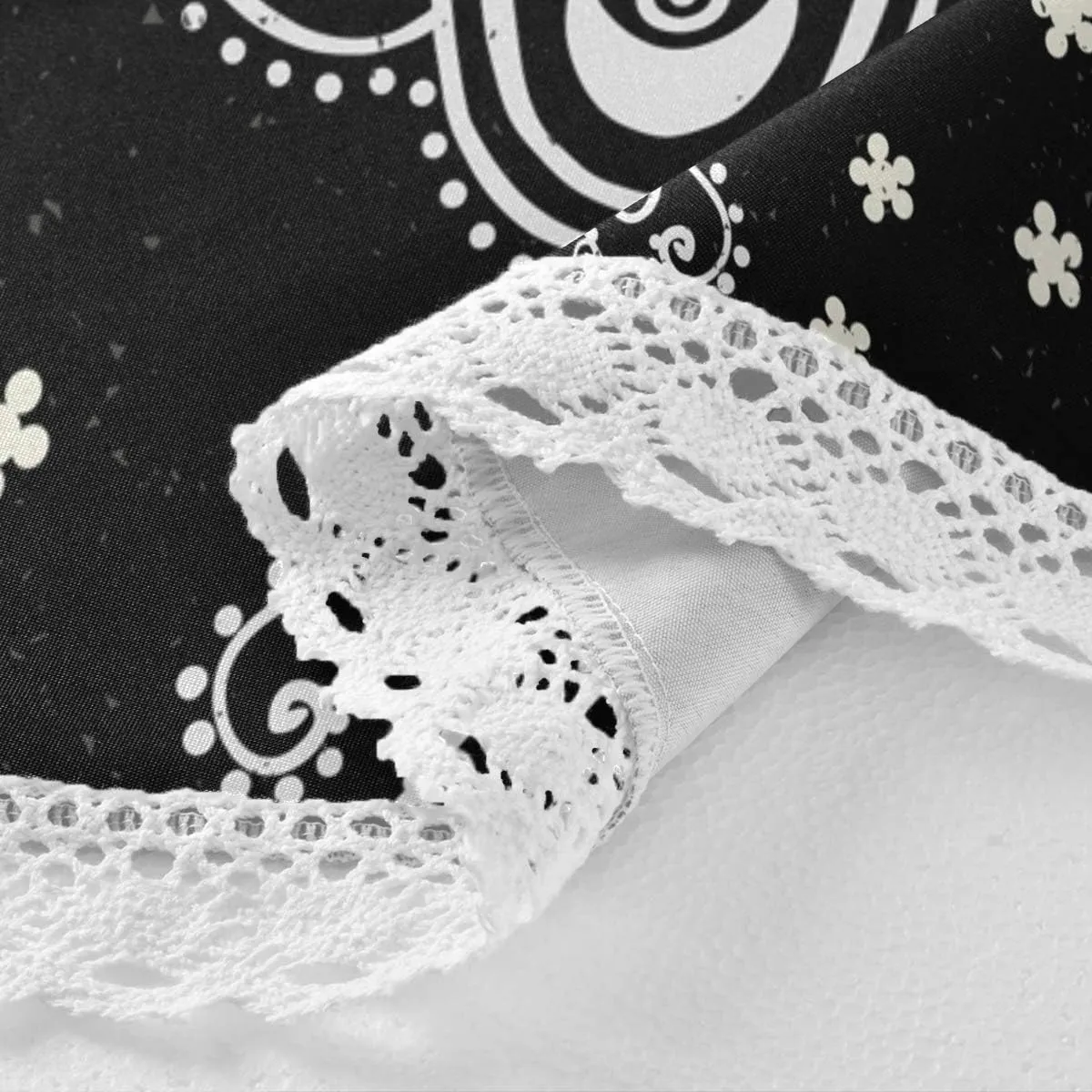 Qilmy Hamsa Round Tablecloth 60 Inch Macrame Lace Table Cloth Table Cover for Kitchen Dinning Tabletop Decor