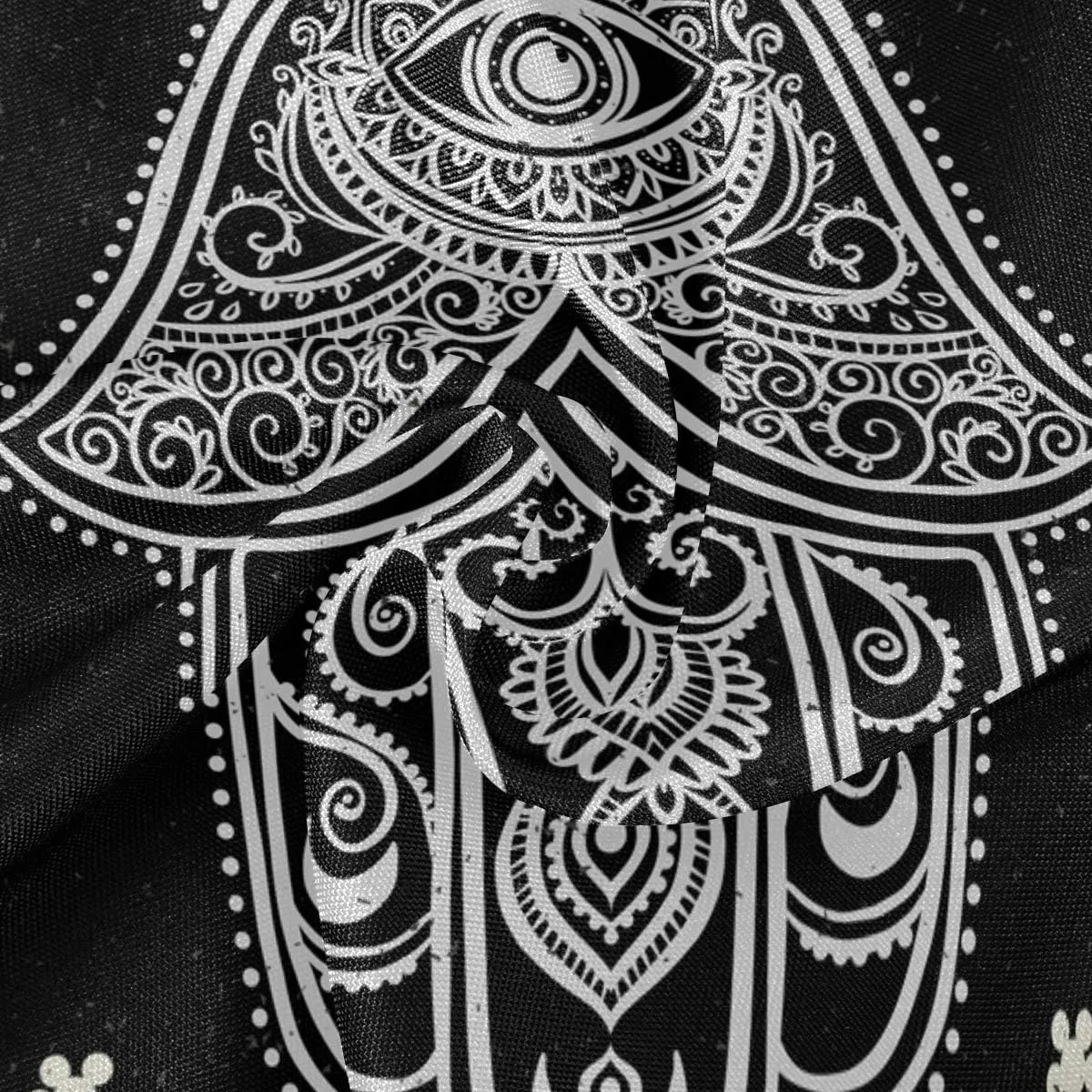 Qilmy Hamsa Round Tablecloth 60 Inch Macrame Lace Table Cloth Table Cover for Kitchen Dinning Tabletop Decor