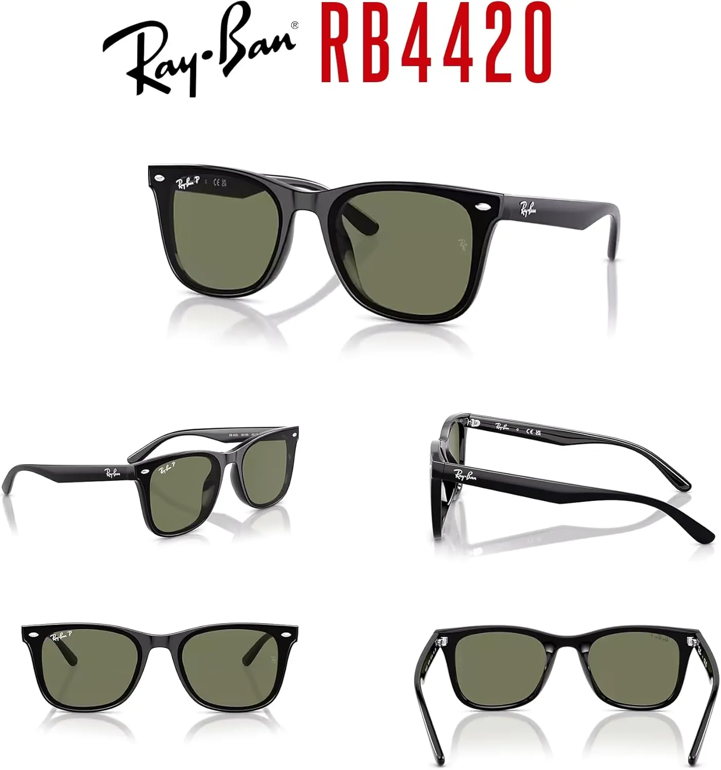 Ray-Ban RB4420 Square Sunglasses for Men for Women   BUNDLE With Designer iWear Complimentary Eyewear Kit