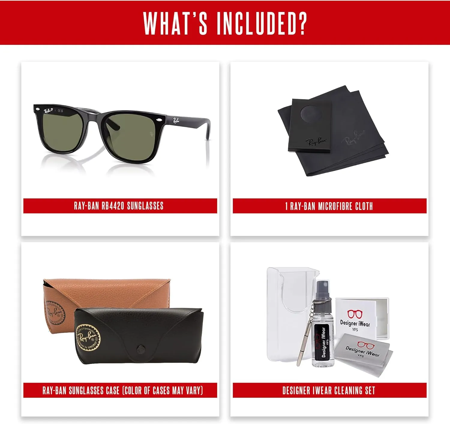 Ray-Ban RB4420 Square Sunglasses for Men for Women   BUNDLE With Designer iWear Complimentary Eyewear Kit