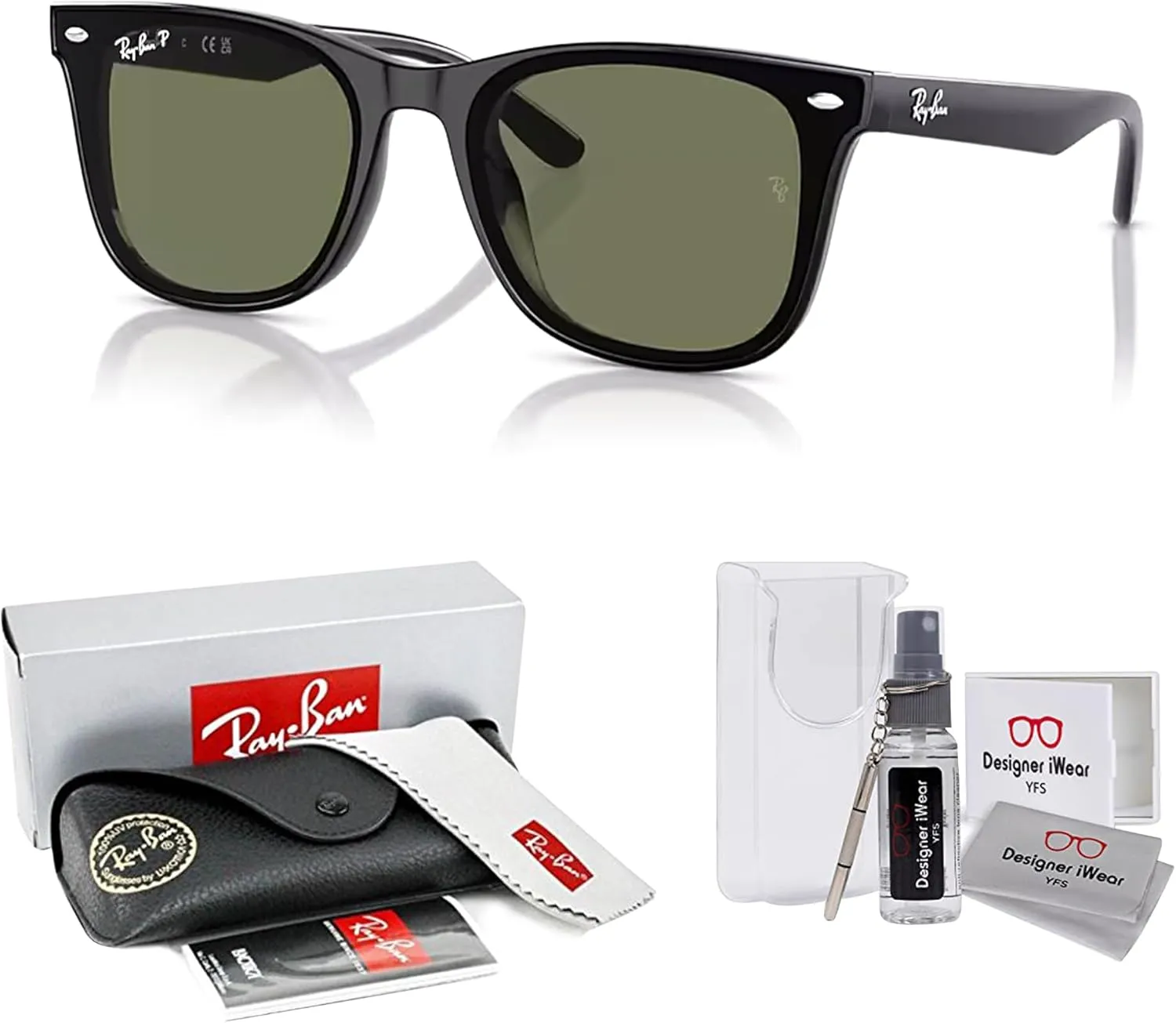 Ray-Ban RB4420 Square Sunglasses for Men for Women   BUNDLE With Designer iWear Complimentary Eyewear Kit