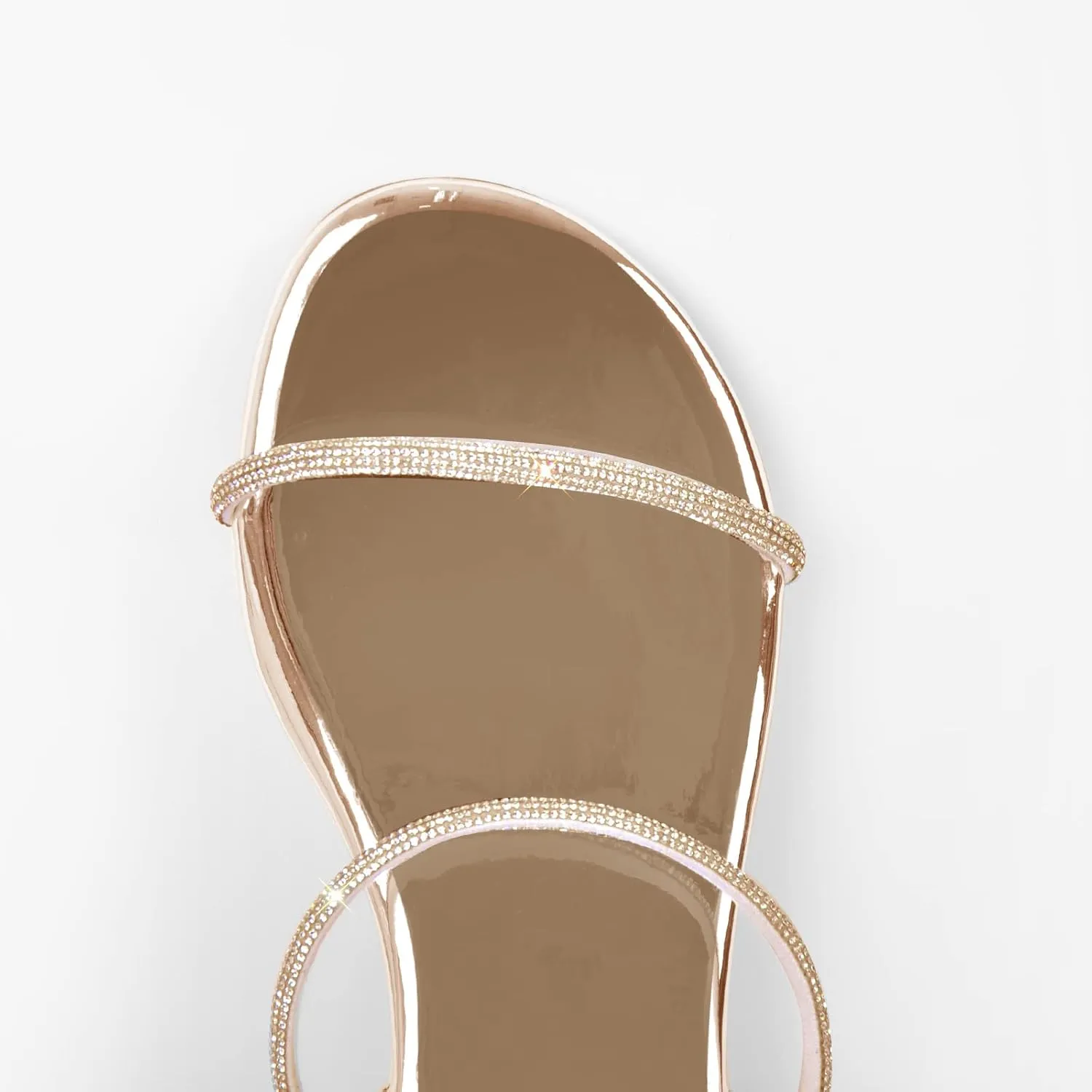 Richealnana Women's Rhinestones Crisscross Strap Square Toe Flat Sandals