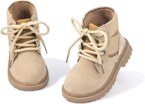 Sawimlgy Toddler Boys Girls Classic Hiking Boots PU Leather Outdoor Four Seasons Ankle Sneaker High Top Durable Rubber Sole Casual Shoes