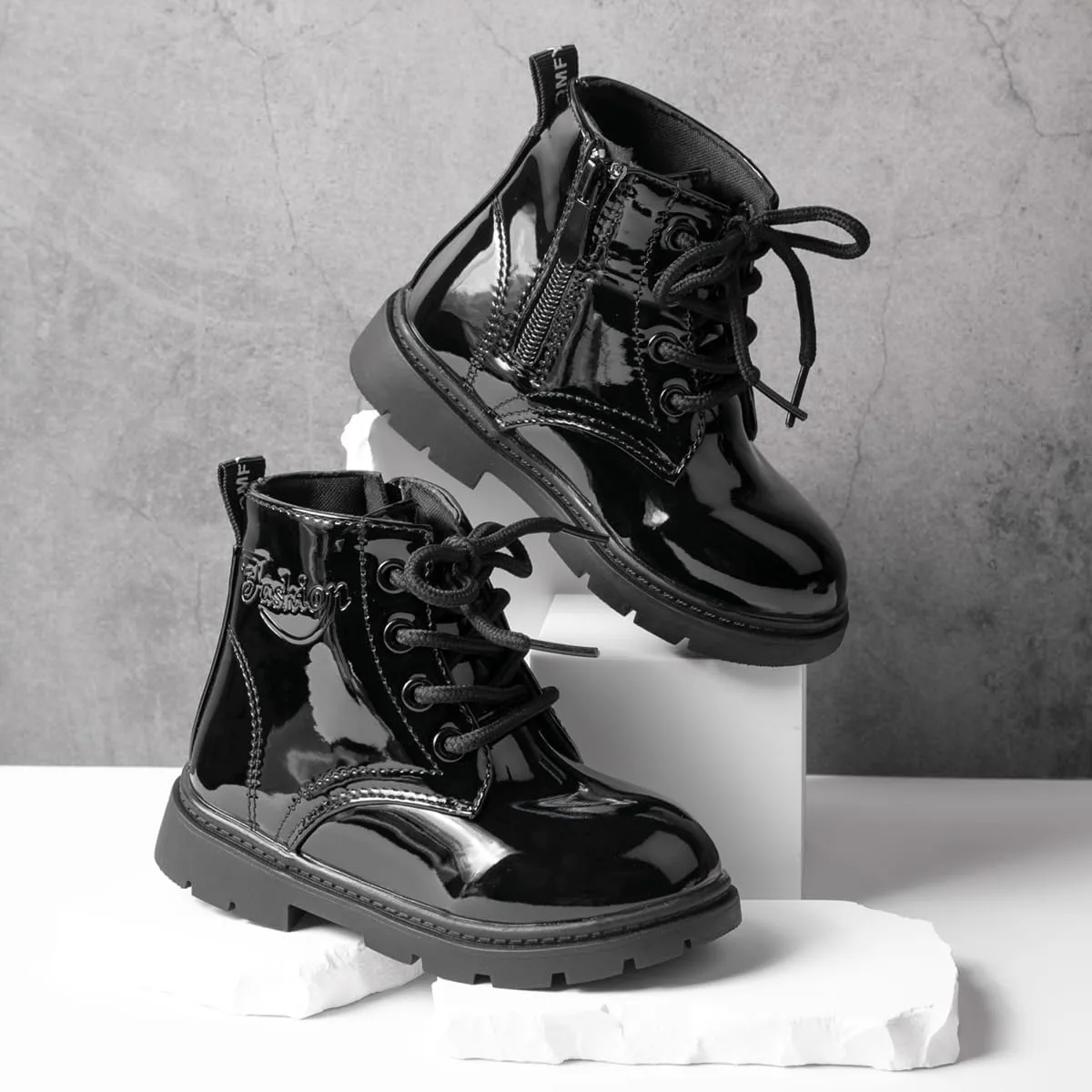 Sawimlgy Toddler Boys Girls Classic Hiking Boots PU Leather Outdoor Four Seasons Ankle Sneaker High Top Durable Rubber Sole Casual Shoes