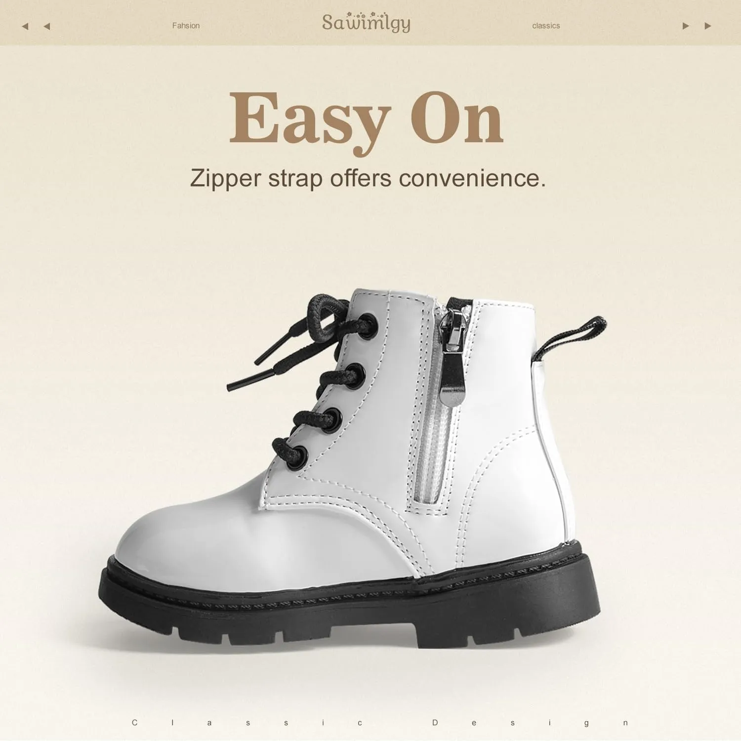 Sawimlgy Toddler Boys Girls Classic Hiking Boots PU Leather Outdoor Four Seasons Ankle Sneaker High Top Durable Rubber Sole Casual Shoes