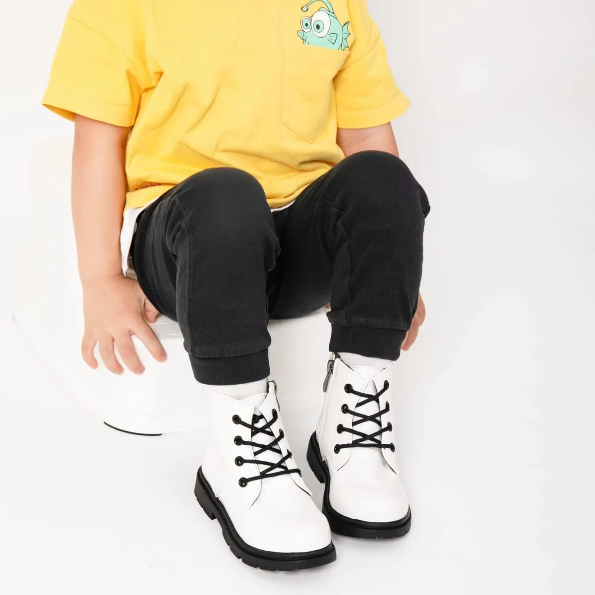 Sawimlgy Toddler Boys Girls Classic Hiking Boots PU Leather Outdoor Four Seasons Ankle Sneaker High Top Durable Rubber Sole Casual Shoes