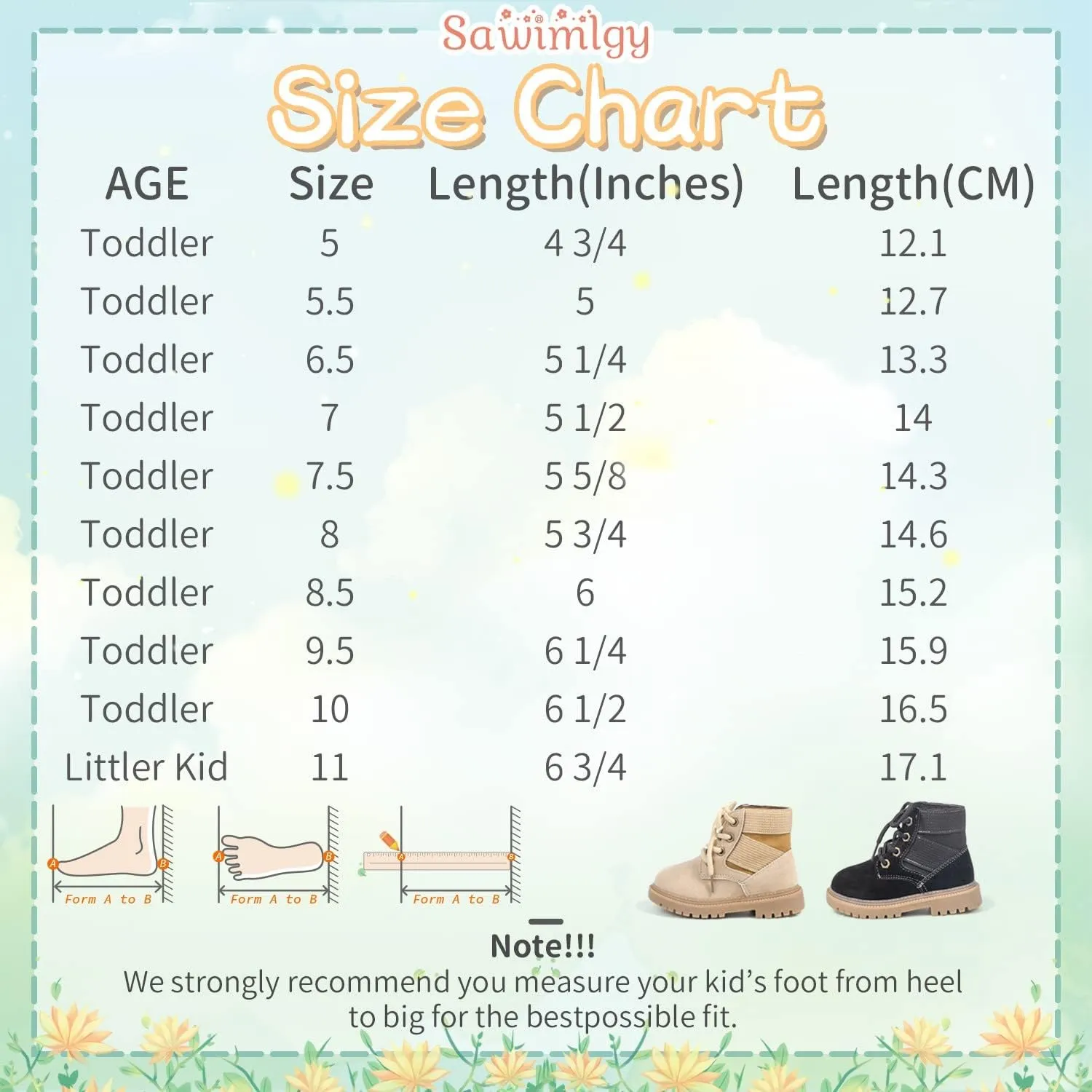 Sawimlgy Toddler Boys Girls Classic Hiking Boots PU Leather Outdoor Four Seasons Ankle Sneaker High Top Durable Rubber Sole Casual Shoes