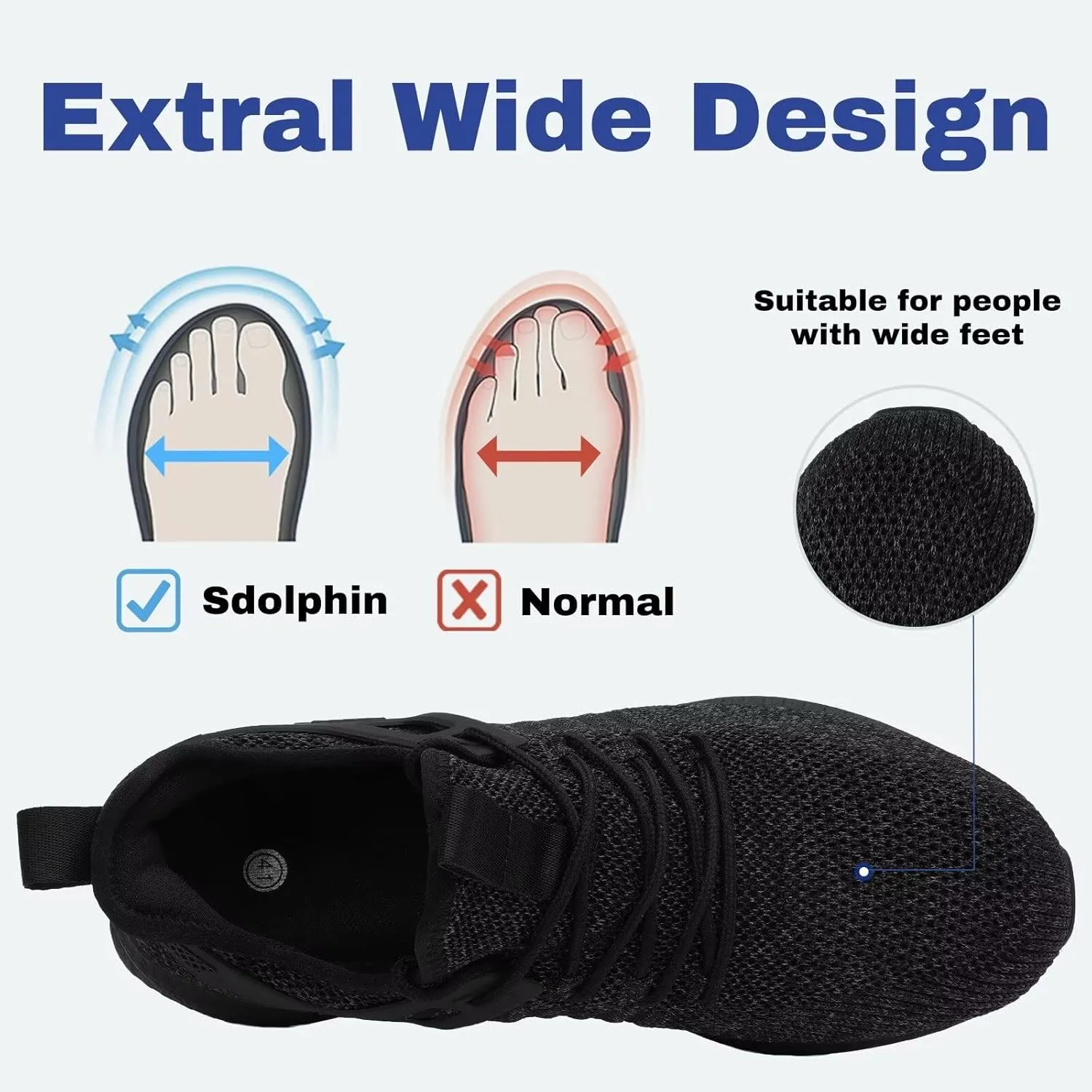 SDolphin Men's Running Shoes Sneakers - Tennis Workout Walking Gym Athletic Rubber Sole Breathable Comfortable Non Slip Fashion Shoes