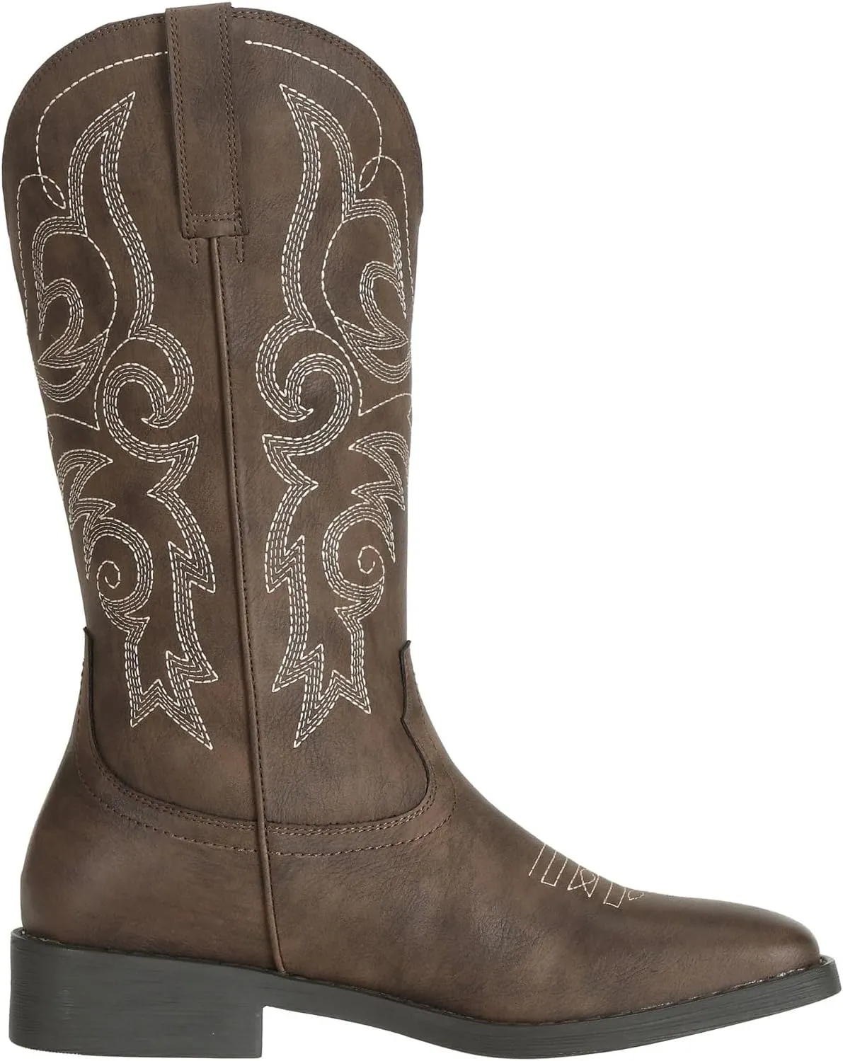 SheSole Women's Fashion Western Cowgirl Cowboy Boots Wide Square Toe Mid Calf