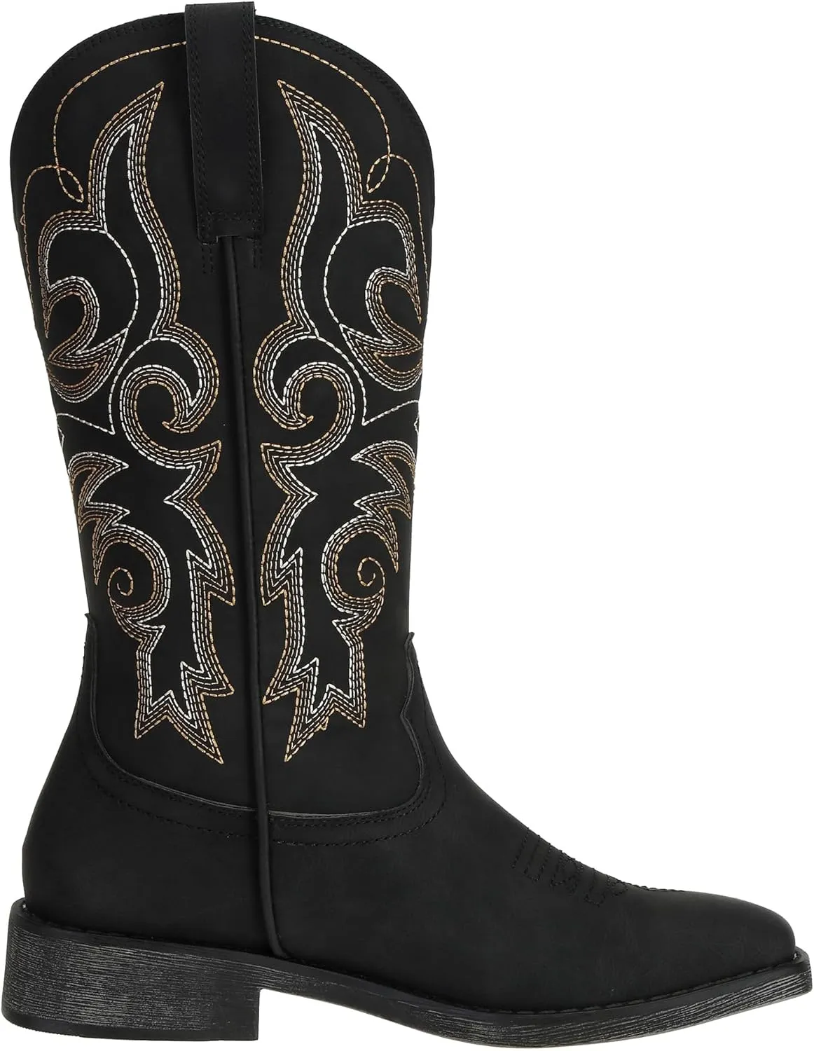 SheSole Women's Fashion Western Cowgirl Cowboy Boots Wide Square Toe Mid Calf