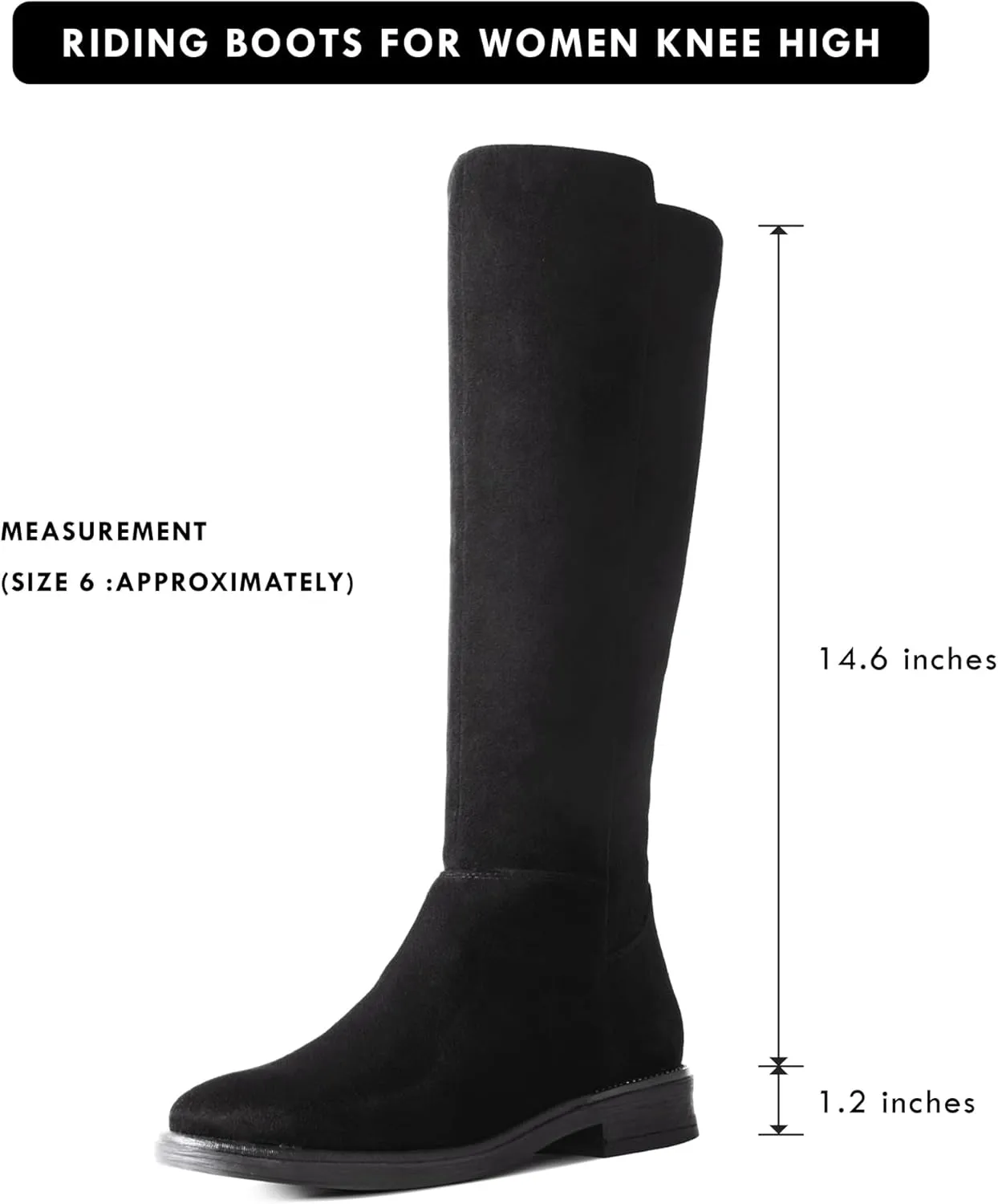 Shoe'N Tale Women's Knee High Boots Flat Low Heel Stretchy Round Toe with Side Zipper