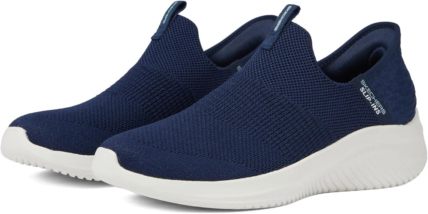 Skechers Sport Women's Women's Hands Free Slip Ins Ultra Flex 3.0 Smooth Step Sneaker, Navy, 7.5 Wide